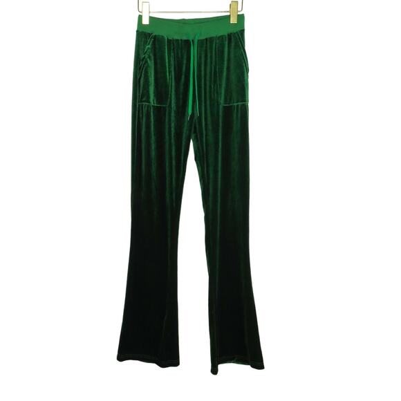 SHEIN Y2k Emerald Green Velour Tracksuit Zipper Jacket + Flared Pants Small - Picture 6 of 12